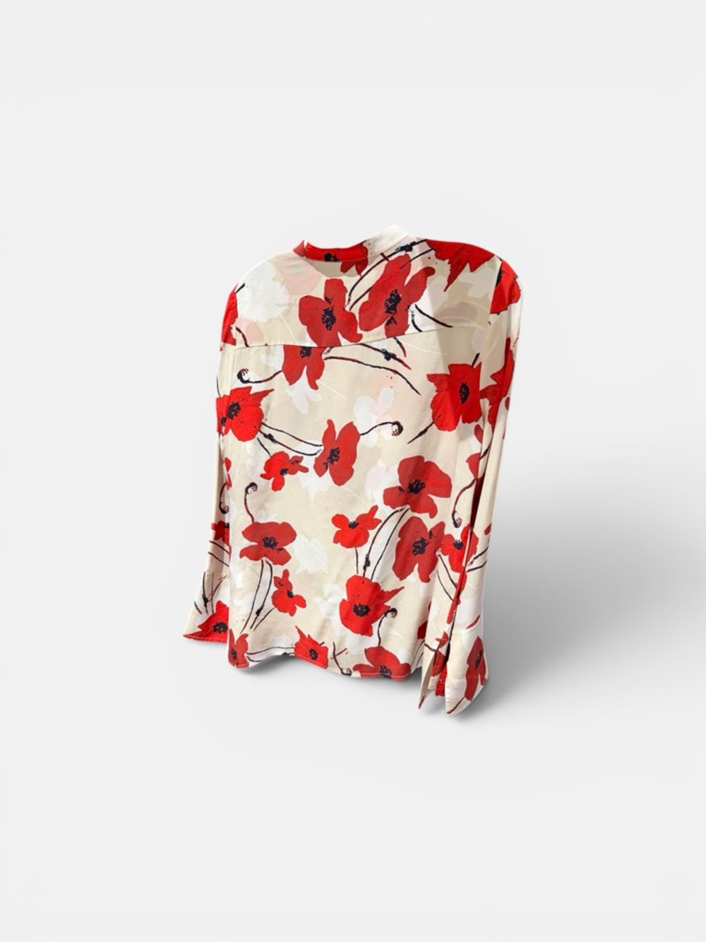 J. Crew Cream Blouse with Red Floral Print - Picture 2 of 6